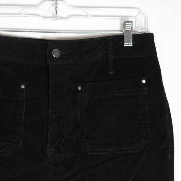 Boden Straight Leg Corduroy Jeans Womens 8 Black Patch Pockets Ankle High Rise - Picture 3 of 7